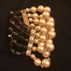 Badgley Mischka pearl & crystal statement bracelet